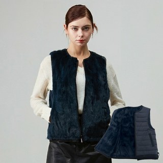 후스타일 여성 천연모피 소프트 퍼 리버시블 베스트