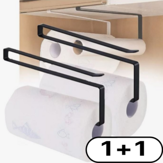 PILDMAED 무타공 클립형 싱크대 키친타올걸이 1+1, 2개, 블랙