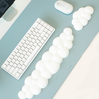 잼몬스터 메모리폼 구름 마우스 손목 받침대 키보드 팜레스트 세트, 화이트, 1개