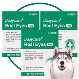 데일리케얼 아이즈 프로 반려동물 눈 건강 토탈케어 안구 증상 염증 개선 도움, 3개, 눈물개선/눈건강, 60정