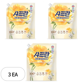 샤프란 섬유유연제 코튼 베이비파우더 리필, 2.1L, 3개