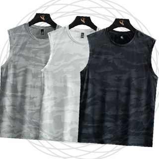 남성 카모플라주 민소매 티셔츠 운동복 헬스 트레이닝 나시 여름 스포츠웨어 통풍 쿨링