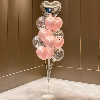 스타리움 홈파티 이벤트 스탠드 풍선 장식 풀세트, 실버핑크, 1세트