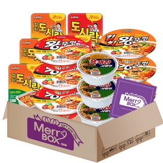 컵라면세트 팔도(왕뚜껑3+김치왕뚜껑3)+농심(육개장사발면3)+팔도(도시락3+김치도시락3)+메세지카드, 1박스