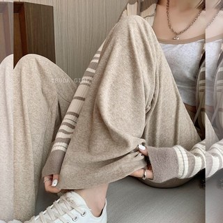 《杜達女孩》軟綿羊絨雲朵毛巾褲 軟糯升級 秋冬高腰寬褲 棉質闊腿褲 寬鬆休閒長褲