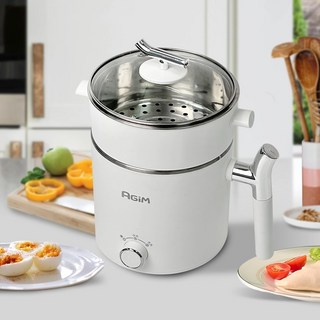 法國AGiM阿基姆 雙層防燙不鏽鋼蒸煮鍋 皓月白 EHP-150-WH 震旦代理 快煮鍋 電火鍋, 1個, 16cm