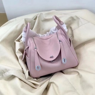 頭層牛皮mini醫生包，單肩斜挎，大象灰，Lindy手提包, 1個, 夢幻紫【銀扣】19cm
