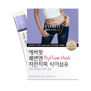 에버핏 쾌변엔 100% 차전자피 식이섬유 30포 1박스, 144g, 1개