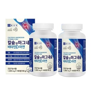 종근당 칼슘 앤 마그네슘 비타민D 아연, 2개, 180정