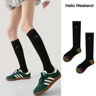 Hello Weekend 여성 양말 스트라이프 배색 겨울 니삭스 패션 슬림 롱 양말 압박 중목 양말 반장 양말 장목 양말 다리 보온대 필라테스 1족 세트