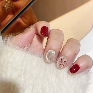 銀燼花影手工美甲穿戴甲貼片 快速穿戴 閃耀銀色花影 持久耐用, 1個, BNP068-M碼(實品拍攝)