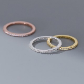 S925純銀 經典閃耀鑽圈戒 線戒 純銀飾品