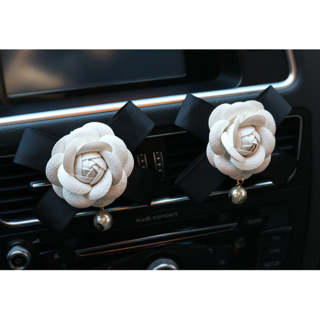 New 까멜리아 차량용 방향제 플라워 송풍구 방향제 자동차 인테리어소품 신차선물, 화이트꽃2개, 1개