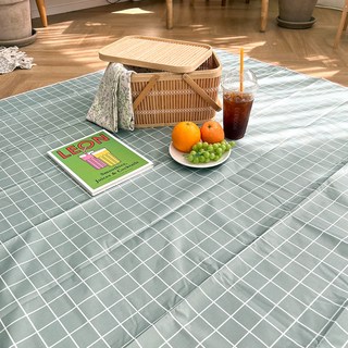 루루홈 210데니아 옥스포드 천 방수 피크닉 매트, 그린 체크 라인