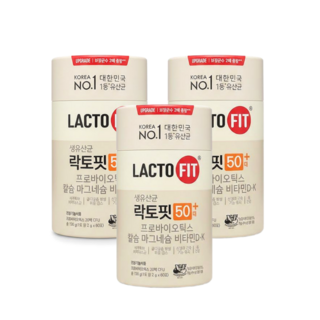 종근당건강 유산균 락토핏 50대+ 60포 3통 (3개월분), 2g, 180개