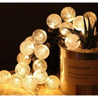 太陽能氣泡球燈串 650公分30顆LED 防水戶外暖黃裝飾燈 庭院陽台造景燈, 暖黃燈串-6.5m, 1個