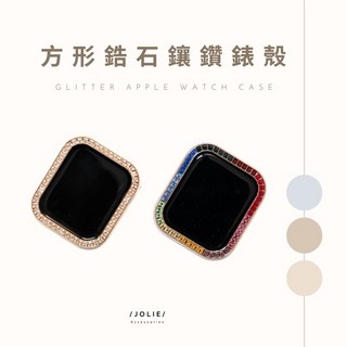 鋯石鑽殼半包錶殼 適用APPLE WATCH 9 8 7代 SE 44 45 41 40mm, 1個, 玫瑰金框 x 『白鑽』,40mm (4/5/6代, 新舊SE）