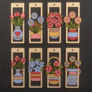 플라워 우드 북마커 만들기 키트 유치원 노인복지관 공예수업 추천, 10개, 튤립