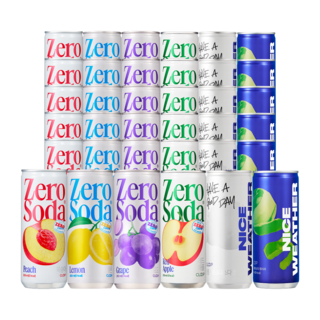클룹 제로소다 250ml 36개입 세트 (레몬+복숭아+포도+청사과+소다+레드애플)