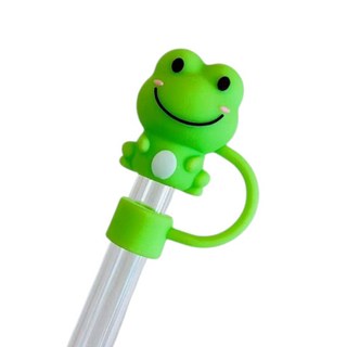 可愛卡通吸管帽適用於10mm新款pvc軟膠吸管套可愛風吸管保護套食品級防塵吸管帽, 青蛙-10mm, 1個