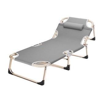 折疊加寬單人躺椅/折疊床, 方管灰色