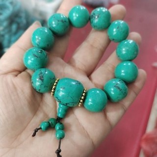 Wendy 天然綠松石手串原礦手鍊項鍊，佛珠圓珠散珠原石，搭配金剛星月菩提更顯獨特