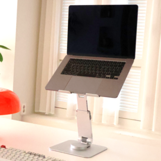 이코노미쿠스 노트북 거치대 받침대 회전 6단계 높이조절, 실버, 1개