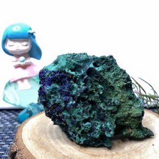 絲絨孔雀石共生藍銅礦 187.1g 天然礦石手足護理 居家擺飾, 1個