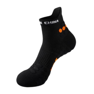 運動襪子 中筒吸汗防臭 加厚毛巾底防滑籃球跑步襪, 黑紅, 大碼44-48