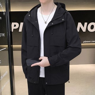 工裝防風登山夾克外套 男女同款連帽衝鋒衣 純色飛行運動風衣夾克 防風 夾克男 飛行夾克 運動夾克 夾克外套 風衣夾克 防水夾克