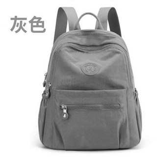 防水牛津布多隔層後背包 長30寬15高32cm 耳機孔設計 休閒旅行雙肩包 灰色, 210-水彩紋灰色