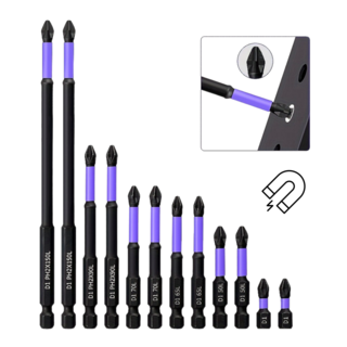 다용도 만능 자석 십자 전동 드릴 드라이버 비트 12p 세트, 1세트, 블랙