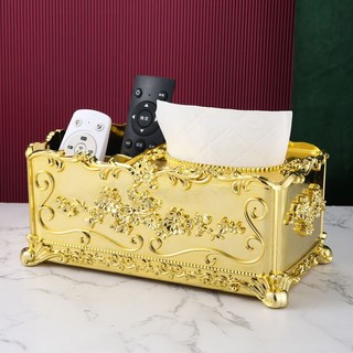 두루마리 사각 엔틱 부용화 앤틱 티슈케이스 럭셔리, 1개, 골드 다기능