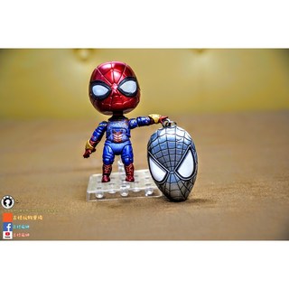 漫威蜘蛛人系列吊飾，全金屬蜘蛛人面具/Q版人偶/蜘蛛人圖騰，共12種選擇，漫威正版授權禮品, 1個, 白眼槍色面具