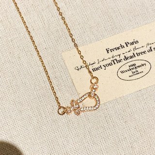 馬蹄扣鑲鑽項鍊 - 輕奢小眾鎖骨鏈 高級感名媛風 時尚復古日韓風配飾 (桃園出貨)