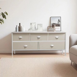 E家工廠 五抽收納櫃 120公分電視櫃 - 客廳儲物矮櫃, 339-120公分五抽屜收納櫃（白色）