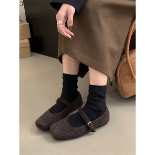 Z3JC 高級感洋氣毛毛鞋女外穿新款秋冬復古氣質平底瑪麗珍單鞋