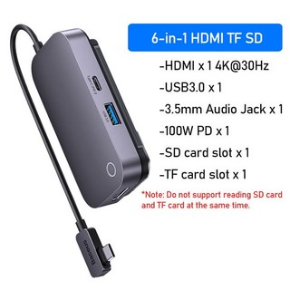 베이시어스 Baseus 아이패드 허브 도킹 스테이션, 6-in-1 HDMI TF SD, 1개