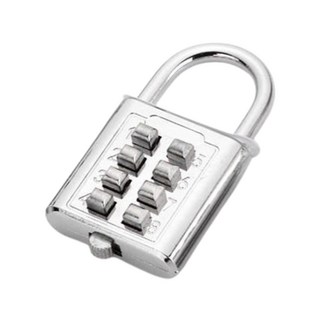 不鏽鋼鎖頭 健身房鎖頭 信箱鎖頭 抽屜鎖頭, 【8位按壓式密碼鎖】銀色, 1個
