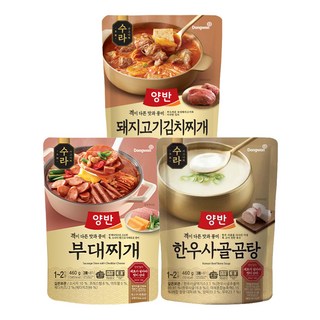 동원 양반 국탕찌개 460g 수라 돼지고기 김치찌개 1P +수라 부대찌개 1P +수라한우사골곰탕 1P