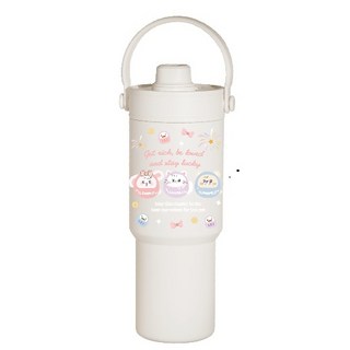 Twinko 兔茸茸達摩軟萌開運款陶瓷保溫杯 735ml, 好運兔茸茸-達摩三寶, 米白色, 1個