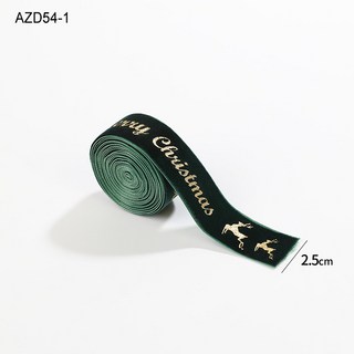 桃園發貨 2025耶誕新款 耶誕織帶 絨布燙金蝴蝶結 創意耶誕綵帶 印花緞帶 絲帶 耶誕樹裝飾, 2.5CM綠色字母麋鹿織帶（2M/卷）, 1個
