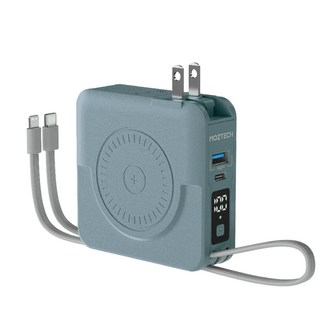 MOZTECH 墨子 行動電源 萬能充PRO 二代 多功能五合一 無線充電行動電源, 水泥灰