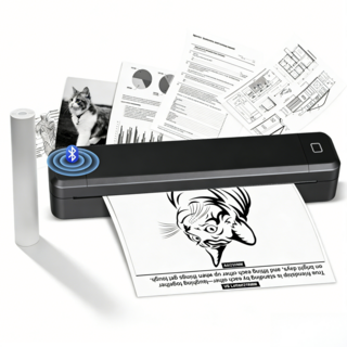 콜콜러브 A4 휴대용 프린터 블루투스 무선 프린터기 미니 가정용 프린트기, 1개, X8(블랙)