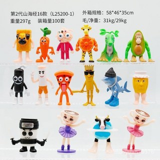 ai山海經雙色卡布奇洛舞女手辦盲盒通通通木棍人穿鞋鯊魚公仔模型 IEVK, 1個, A55【皇冠墨鏡木棍人】12款山海經手辦