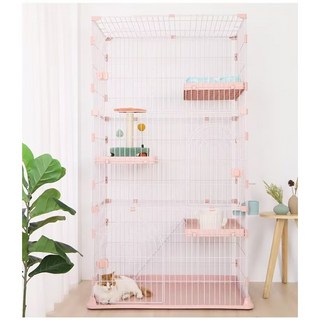 寵傢好 DC三層貓籠 鐵絲貓籠 閣樓貓籠 大貓籠 寵物籠 超大空間, 粉色, 1個