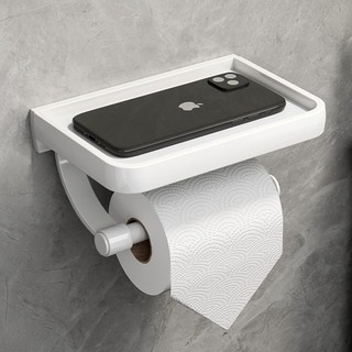 다이나토리 무타공 화장실 휴지걸이 선반형 1개 싱글-화이트