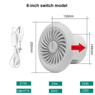 배기 선풍기 속도 조절 가능 덕트 주방 창문 기류 공기 청소 다락방 파이프 환기 추출기 4 인치 6, 02 6 inch switch, 01 AU