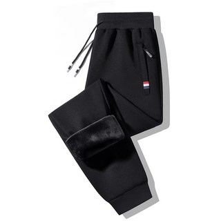 秋冬季加絨中青年運動褲 寬鬆束腳棉質休閒褲 大尺碼直筒衛褲