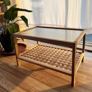 實木茶幾 茶幾 茶幾桌 客廳桌 矮桌 桌子 長桌 小戶型 客廳雙層桌 邊幾桌 泡茶桌 家用桌 收納桌 小桌子, 原木色長80*寬40*高40茶幾,組裝, 1個